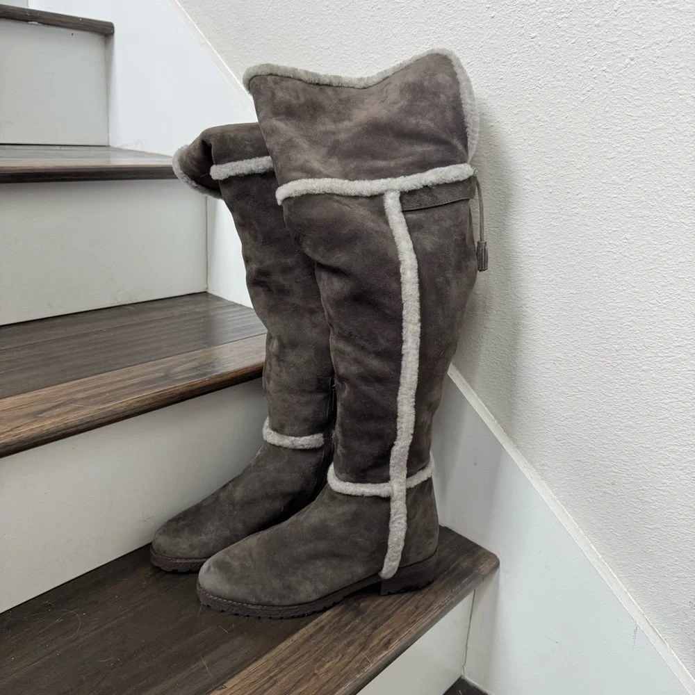FRYE Tamara Over The Knee Shearling Suede Riding Snow Boots 5.5